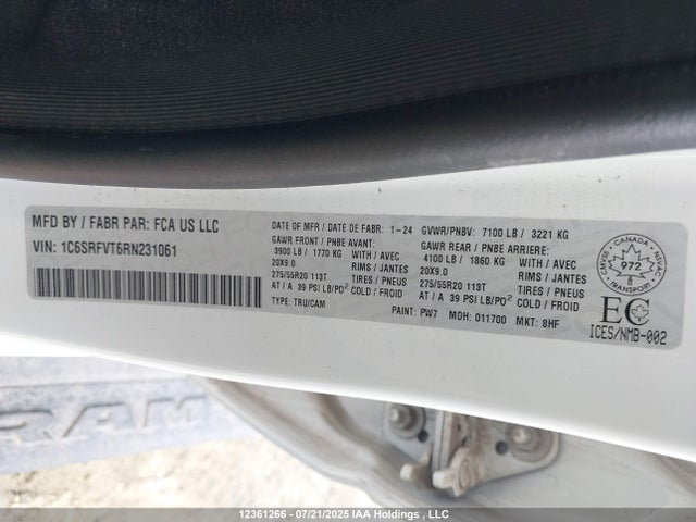 1C6SRFVT6RN231061 RAM 1500
