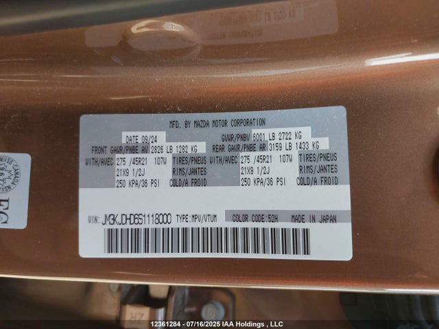 JM3KJDHD6S1118000 Mazda h3 standard power
