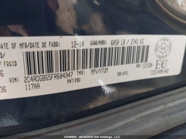 2C4RDGBG5FR604947 Dodge 2015