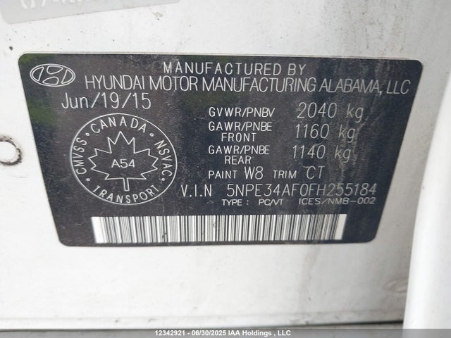 5NPE34AF0FH255184 Hyundai dohc gdi theta-ii