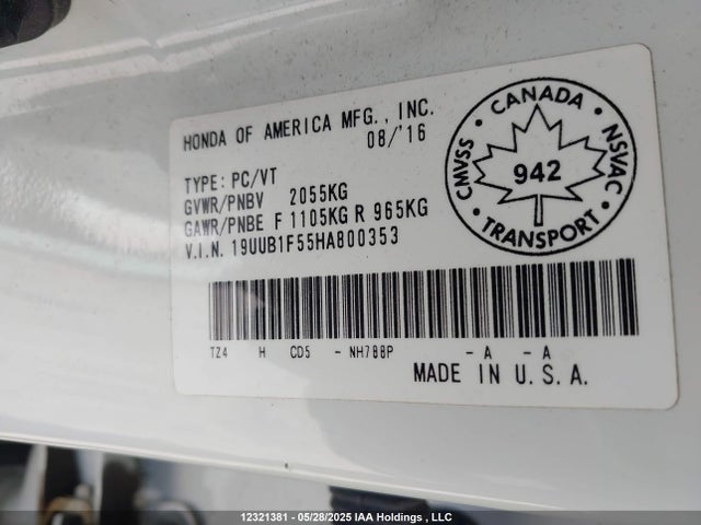 19UUB1F55HA800353 Acura k24w7