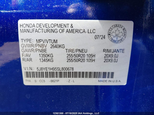5J8YE1H95SL800678 Acura j35y5