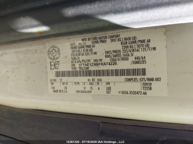 1FTNE1ZM9FKA74226 Ford 2015