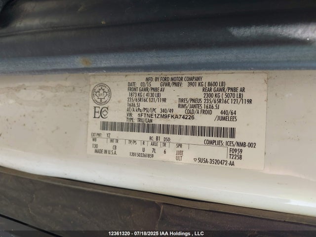 1FTNE1ZM9FKA74226 Ford 2015