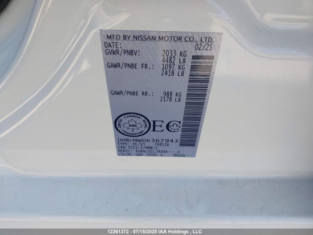 1N4BL4BW6SN367943 Nissan 2025