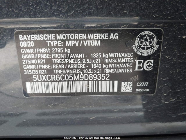 5UXCR6C05M9D89352 BMW X5