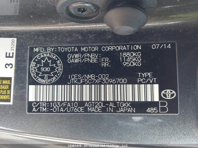Scion 2ar-fe 2015 JTKJF5C7XF3096700 Image 9
