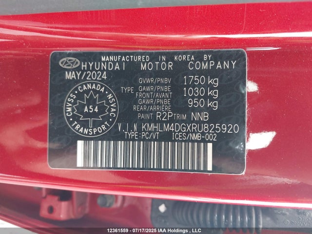 KMHLM4DGXRU825920 Hyundai mpi nu pe