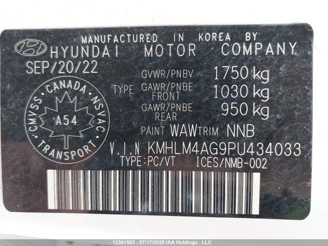 KMHLM4AG9PU434033 Hyundai mpi nu pe