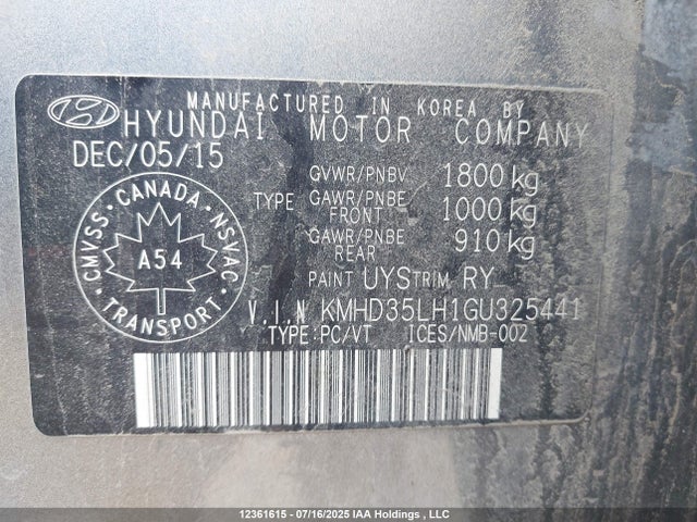 KMHD35LH1GU325441 Hyundai dohc gdi nu