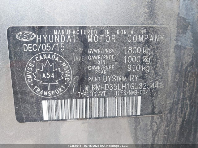 KMHD35LH1GU325441 Hyundai dohc gdi nu