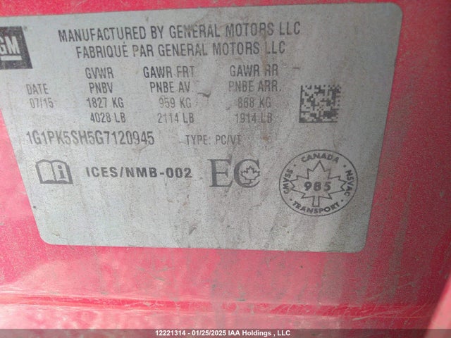 1G1PK5SH5G7120945 Chevrolet luw - e85 max