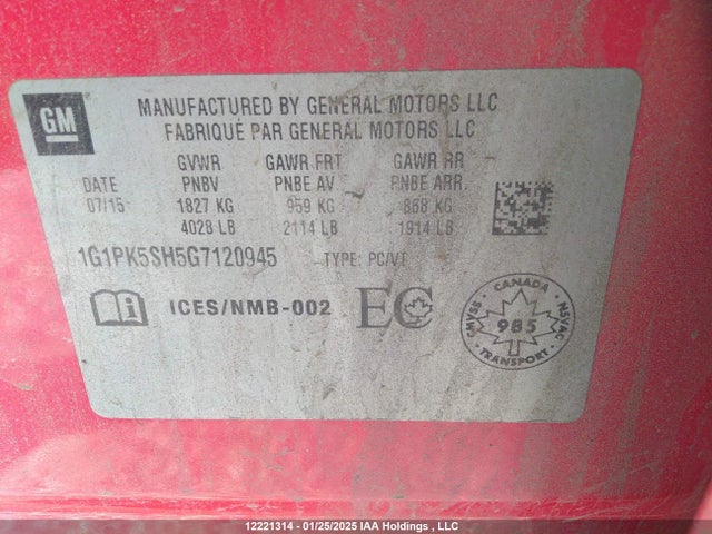 1G1PK5SH5G7120945 Chevrolet luw - e85 max