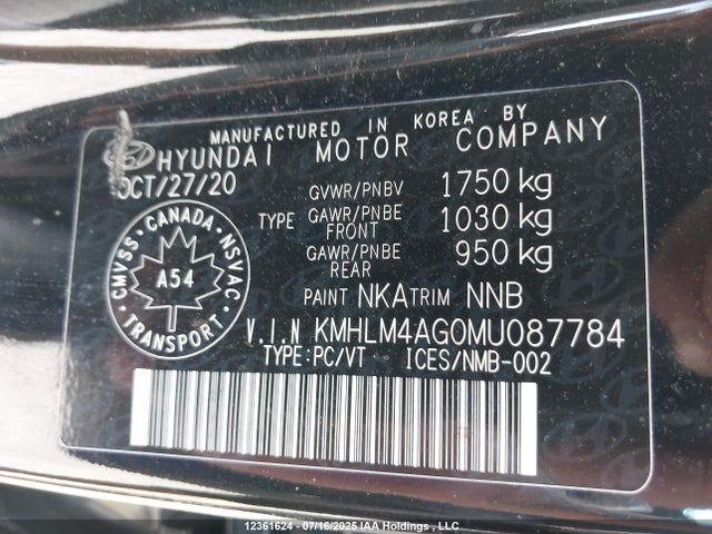 KMHLM4AG0MU087784 Hyundai mpi nu pe