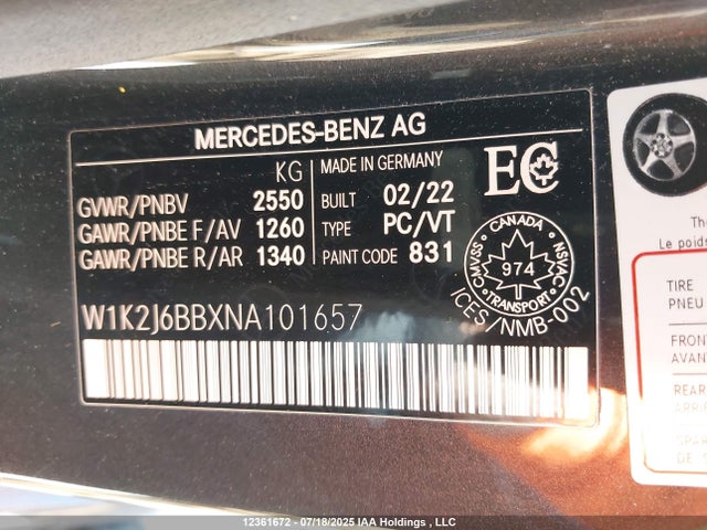 W1K2J6BBXNA101657 Mercedes-Benz Amg Cls 53 Coupe 4maitc
