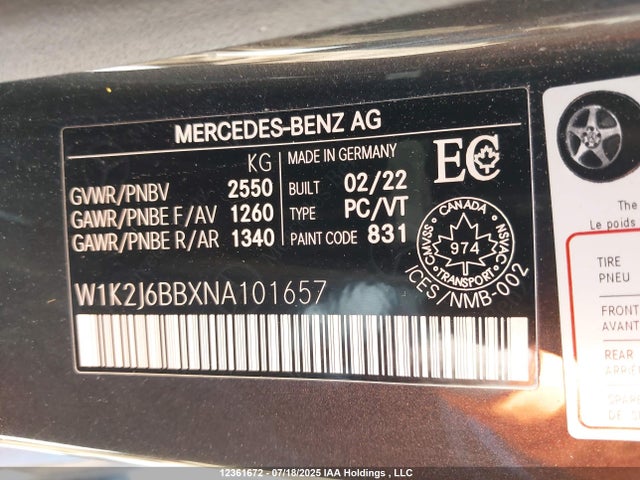 W1K2J6BBXNA101657 Mercedes-Benz Amg Cls 53 Coupe 4maitc