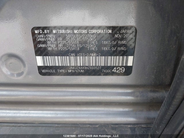 JA4JZ4AX9HZ603527 Mitsubishi 3.0 sohc mivec