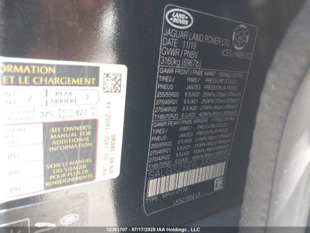 Land Rover Range Rover P525 Hse 2020 SALGS2SE6LA589365 Image 9