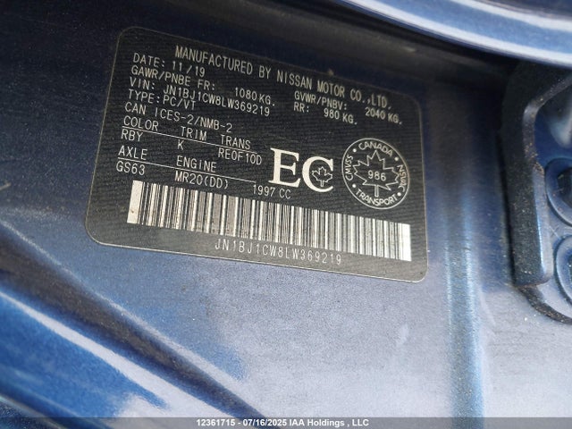 JN1BJ1CW8LW369219 Nissan ROGUE SPORT