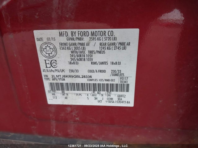 Lincoln 2016 2016 2LMTJ8KR9GBL28336 Image 9