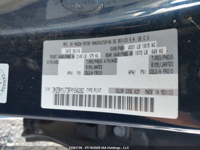 3MZBM1U73FM154280 Mazda pe