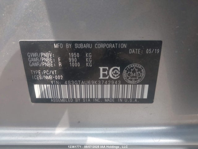 4S3GTAU69K3742943 Subaru 2019