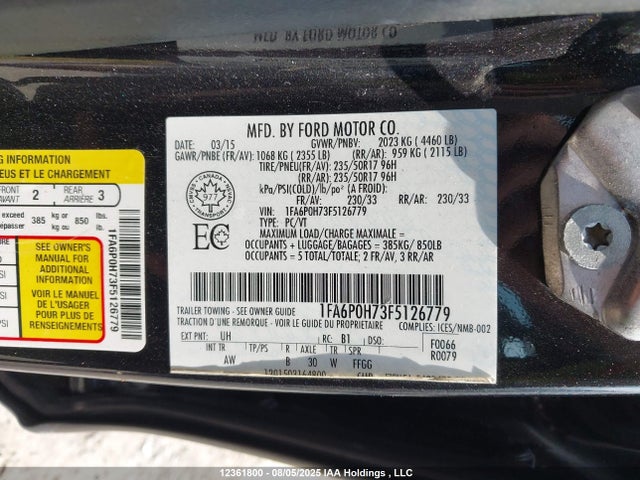 Ford 2015 2015 1FA6P0H73F5126779 Image 9