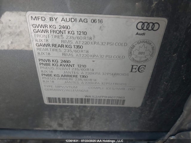 WA1L2AFP9HA017963 Audi 2.0t