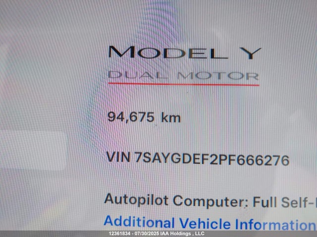 7SAYGDEF2PF666276 Tesla Model Y