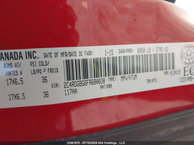 2C4RDGBG6FR680838 Dodge 2015