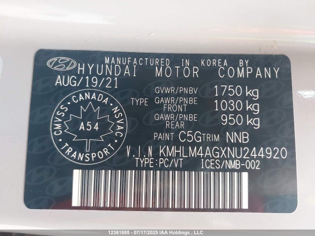 Hyundai mpi nu pe 2022 KMHLM4AGXNU244920 Image 19