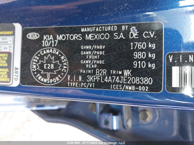 KIA mpi nu 2018 3KPFL4A74JE208380 Image 9