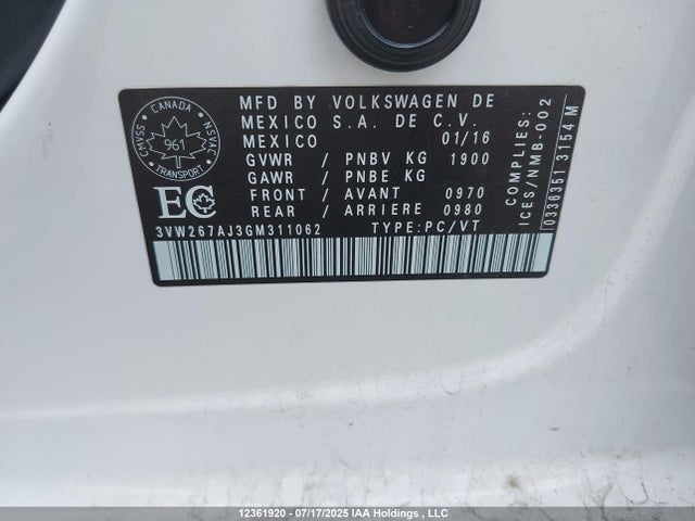 3VW267AJ3GM311062 Volkswagen 1.4t