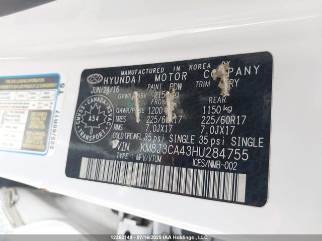KM8J3CA43HU284755 Hyundai gdi nu