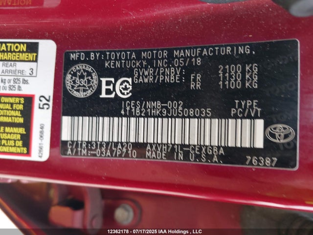 4T1B21HK9JU508035 Toyota a25a-fxs port+direct