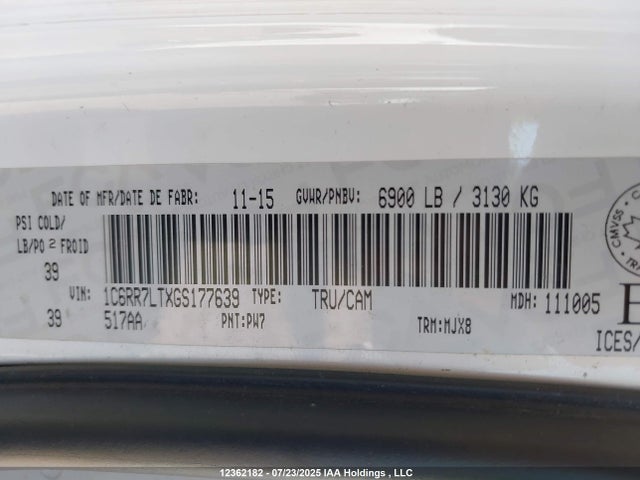 1C6RR7LTXGS177639 RAM 1500