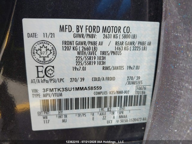 Ford Mustang Mach-E 2021 3FMTK3SU1MMA58559 Image 9