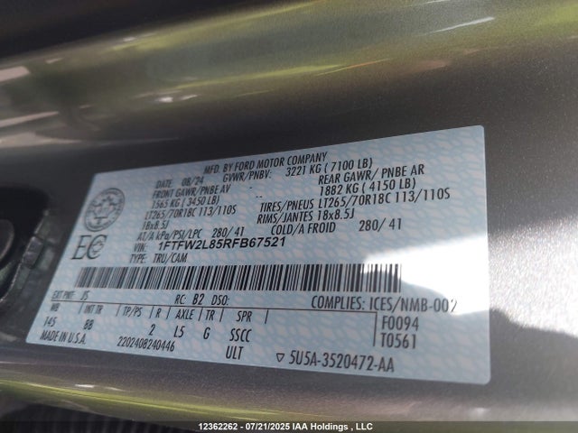 1FTFW2L85RFB67521 Ford gtdi
