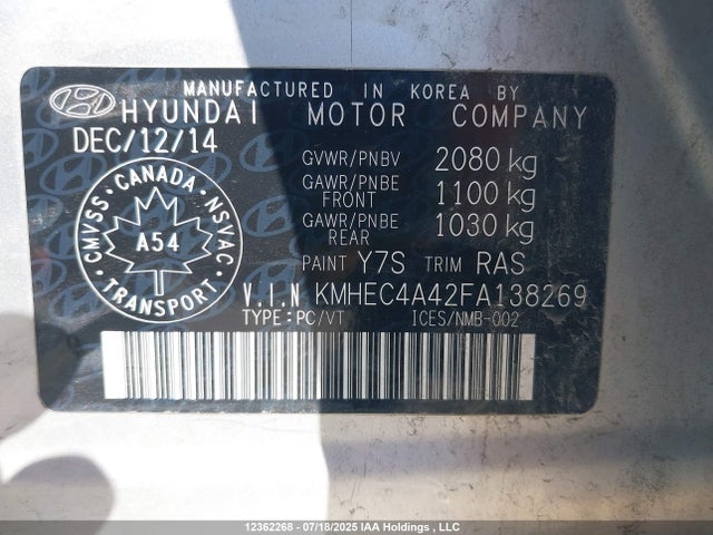 Hyundai dohc mpi theta ii 2015 KMHEC4A42FA138269 Image 9