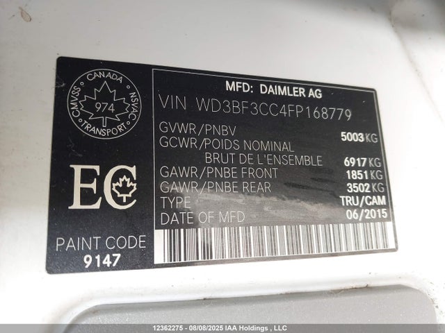 Mercedes-Benz Sprinter 2015 WD3BF3CC4FP168779 Image 9