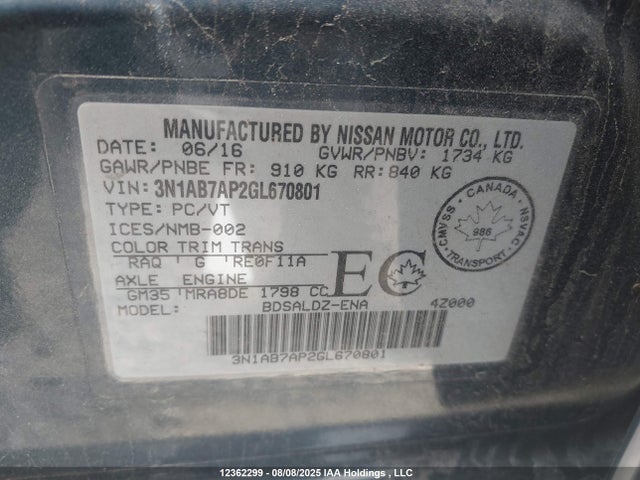 Nissan 2016 2016 3N1AB7AP2GL670801 Image 9