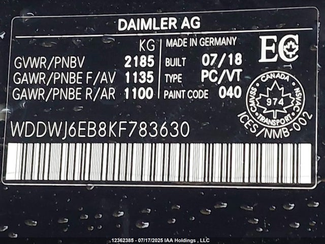 WDDWJ6EB8KF783630 Mercedes-Benz m276