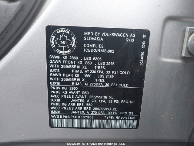 WVGEP9BPXED007968 Volkswagen 2014
