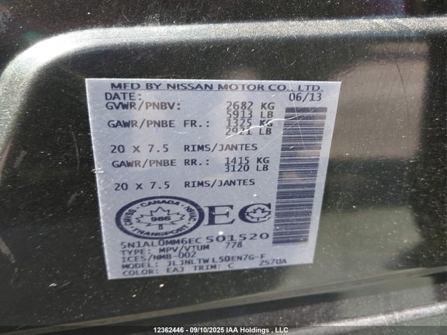 5N1AL0MM6EC501520 Infiniti QX60