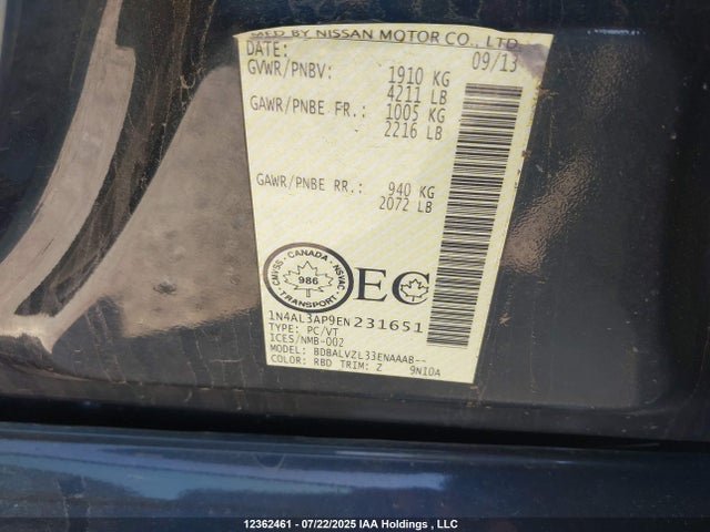 1N4AL3AP9EN231651 Nissan 2014