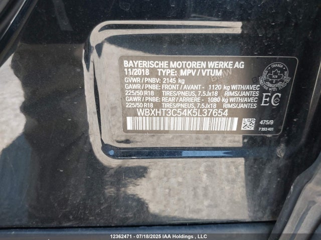 BMW X1 2019 WBXHT3C54K5L37654 Image 9
