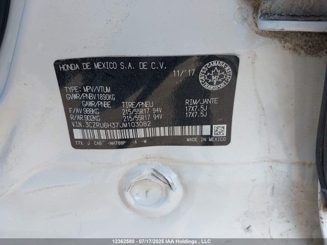 3CZRU6H37JM103082 Honda r18z9