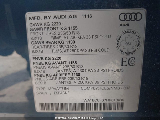 WA1ECCFS7HR010436 Audi 2017