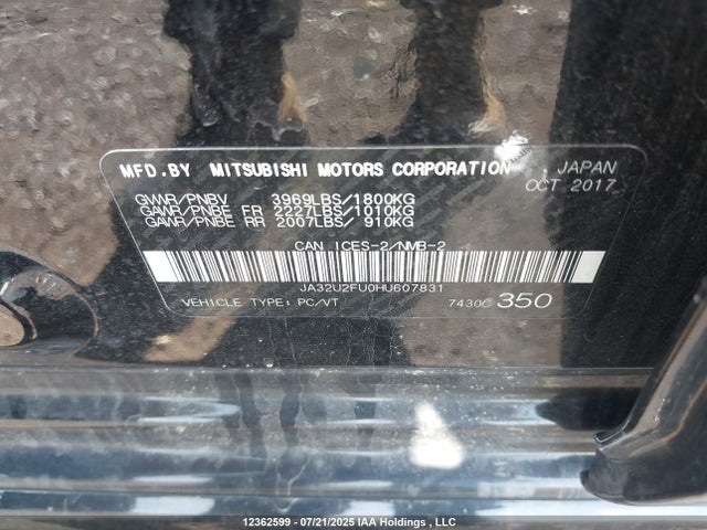 JA32U2FU0HU607831 Mitsubishi 2.0 dohc mivec