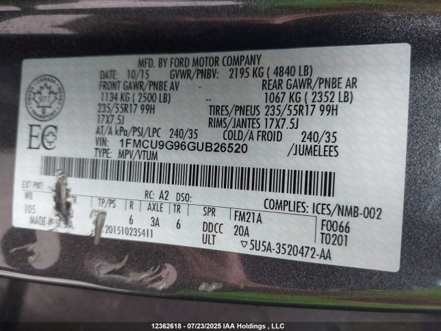 1FMCU9G96GUB26520 Ford Escape